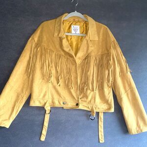 Fornia Women’s Beige Suede Fringe Jacket 2XL